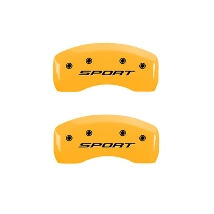 MGP 4 Caliper Covers Engraved front & Rear 2015/Sport Yellow finish black ch MGP