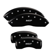 Load image into Gallery viewer, MGP 4 Caliper Covers Engraved Front Mustang Engraved Rear Bar &amp; Pony Black finish silver ch MGP