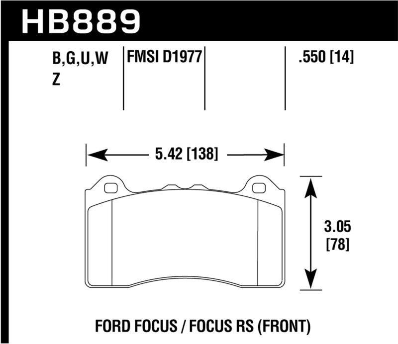 Hawk Performance DTC-70 Front Brake Pads - HB889U.550 Hawk Performance