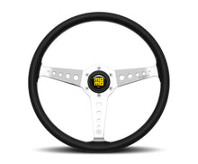 Load image into Gallery viewer, Momo California Steering Wheel 360 mm - Black Leather/White Stitch/Pol Spokes - eliteracefab.com