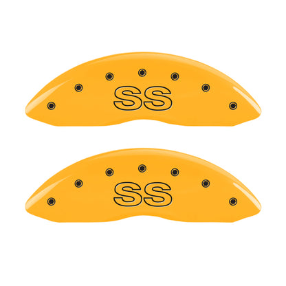 MGP 4 Caliper Covers Engraved Front & Rear Classic/SS Yellow Finish Black Char 2000 Chevrolet Camaro MGP