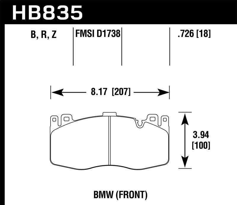 Hawk 13-16 BMW 5 Series HPS 5.0 Front Brake Pads - eliteracefab.com