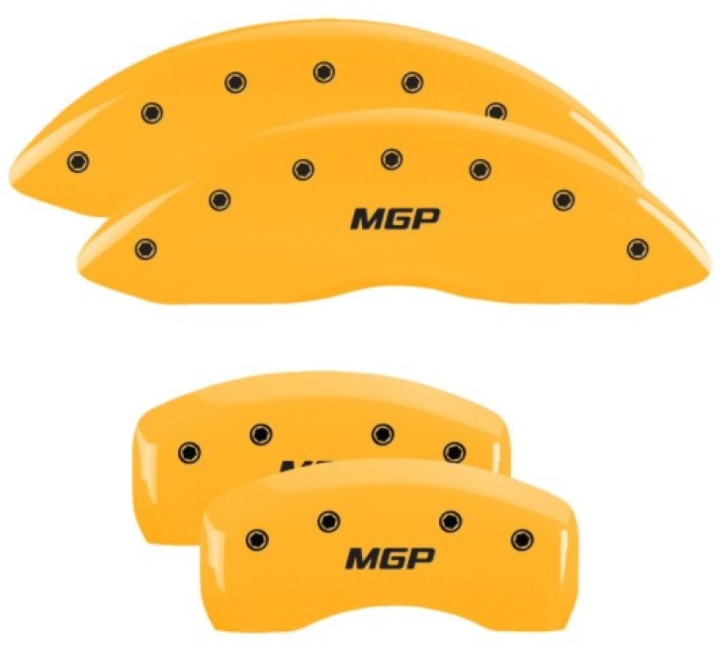 MGP 4 Caliper Covers Engraved Front & Rear MGP Yellow Finish Black Characters 2019 Ford Edge MGP