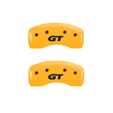 Load image into Gallery viewer, MGP 4 Caliper Covers Engraved Front Mustang Rear Sn95/Gt Yellow Finish Black Char 1997 Ford Mustang MGP