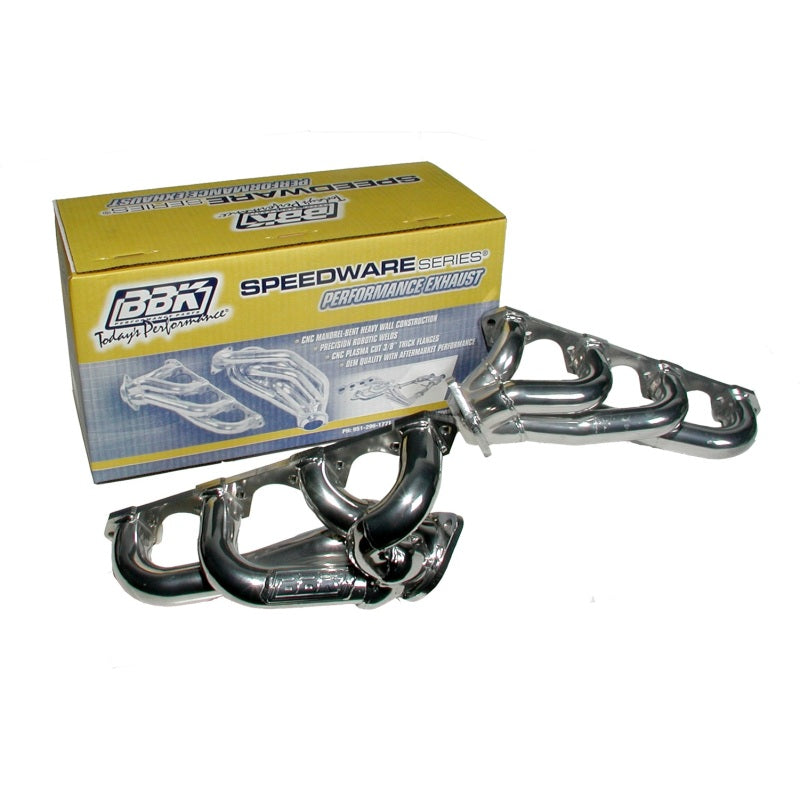 BBK 87-95 Ford F150 Truck 5.0 302 Shorty Unequal Length Exhaust Headers - 1-5/8 Chrome - eliteracefab.com