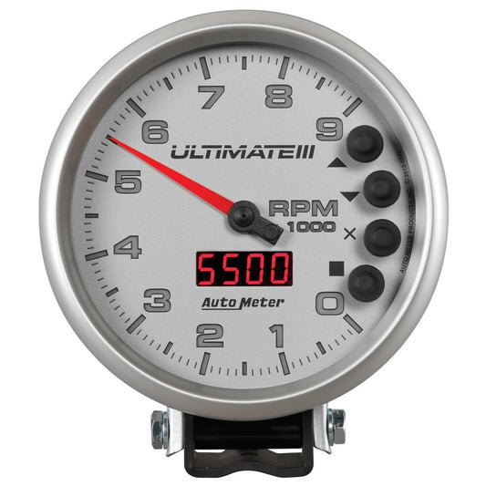 Autometer 5 inch Ultimate III Playback Tachometer 9000 RPM - Silver 6882