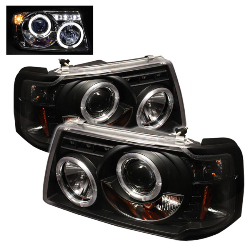 Spyder Ford Ranger 01-11 1PC Projector Headlights LED Halo LED Blk PRO-YD-FR01-1PC-HL-BK - eliteracefab.com