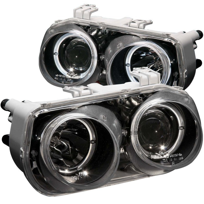 ANZO USA Acura Integra Projector Headlights W/ Halo Black; 1994-1997 - eliteracefab.com