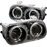 ANZO USA Acura Integra Projector Headlights W/ Halo Black; 1994-1997