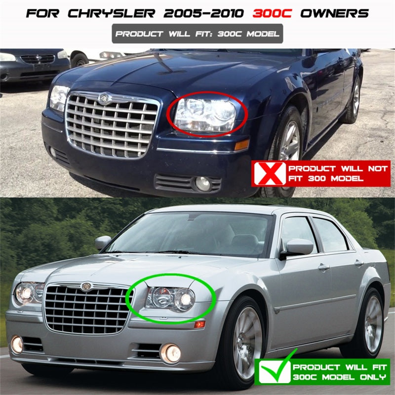 Spyder Chrysler 300C 05-10 Projector Headlights LED DRL Black High/Low H7 PRO-YD-C300C-DRL-BK - eliteracefab.com