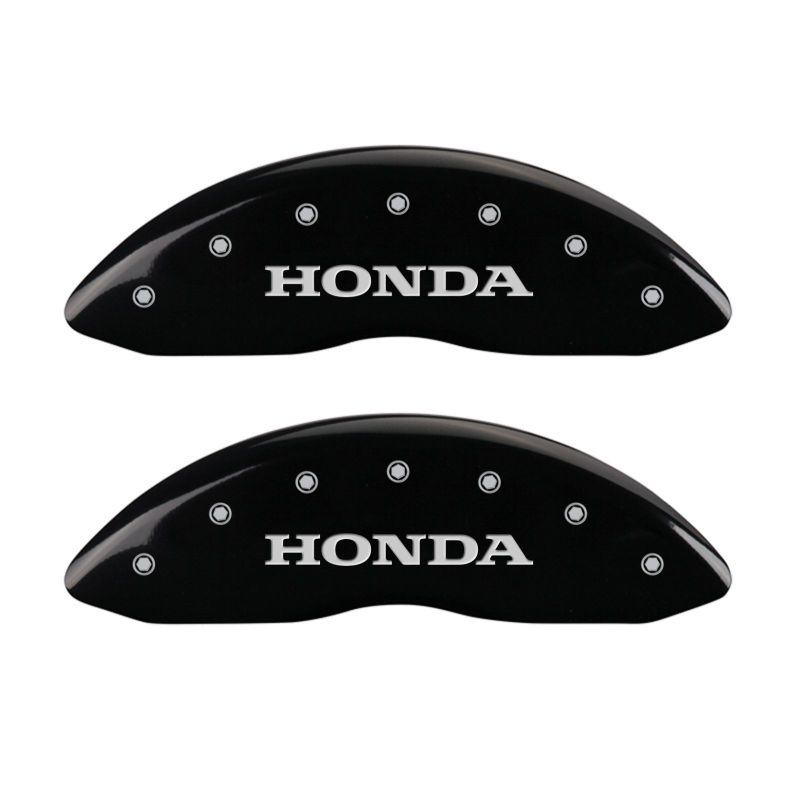 MGP 4 Caliper Covers Engraved Front Honda Engraved Rear H Logo Black finish silver ch MGP