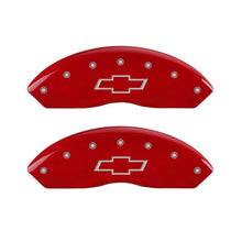Load image into Gallery viewer, MGP 4 Caliper Covers Engraved Front &amp; Rear Bowtie Red finish silver ch - eliteracefab.com