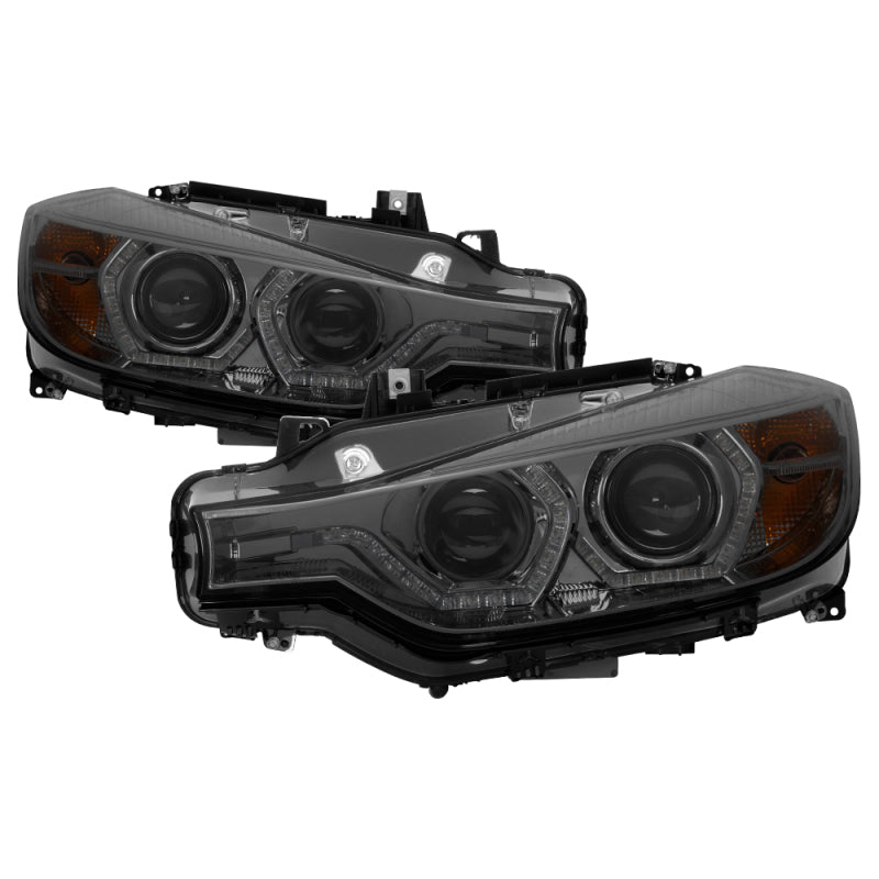 Spyder 12-14 BMW F30 3 Series 4DR Projector Headlights - LED DRL - Smoke (PRO-YD-BMWF3012-DRL-SM) - eliteracefab.com