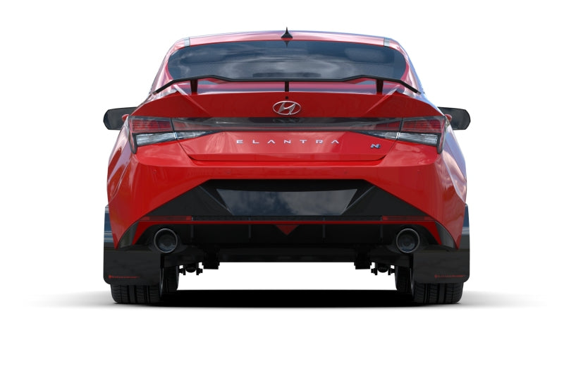 Rally Armor 2022 Hyundai Elantra N & N Line Black UR Mud Flap w/ White Logo - eliteracefab.com