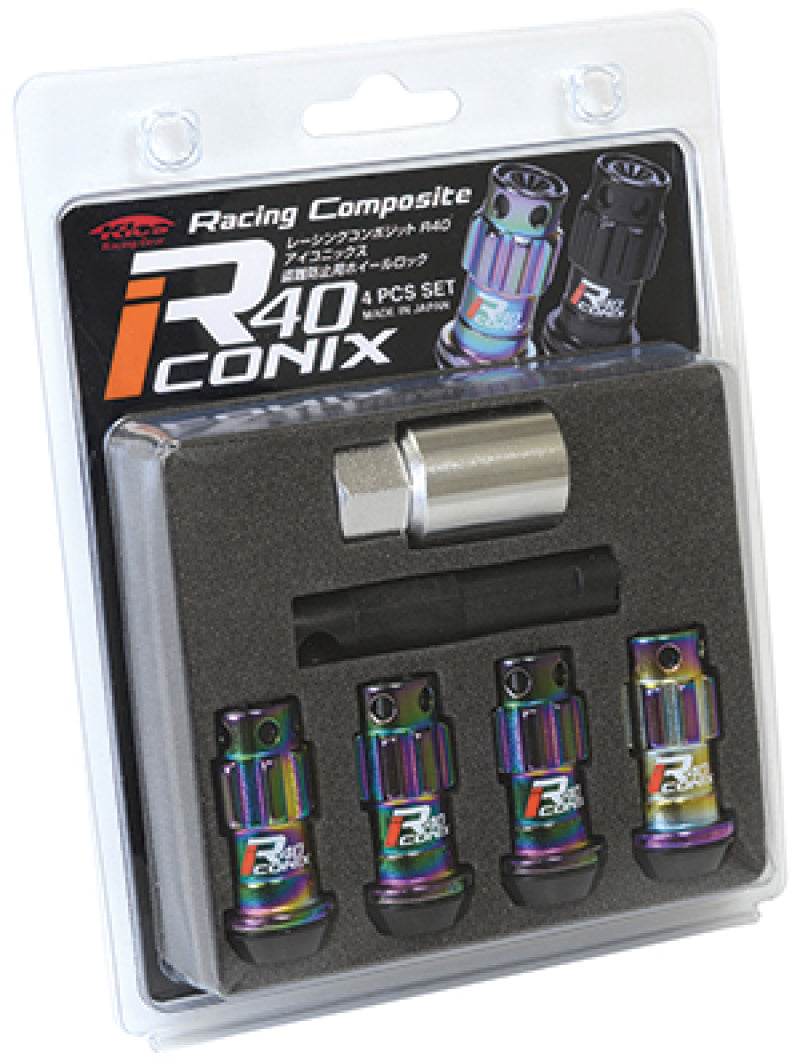 Project Kics 12X1.50 R40 Iconix Neochrome Lug Nut Lock Set - 4 - eliteracefab.com