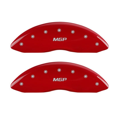 MGP Front set 2 Caliper Covers Engraved Front MGP Red finish silver ch MGP