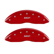 Load image into Gallery viewer, MGP Front set 2 Caliper Covers Engraved Front MGP Red finish silver ch MGP