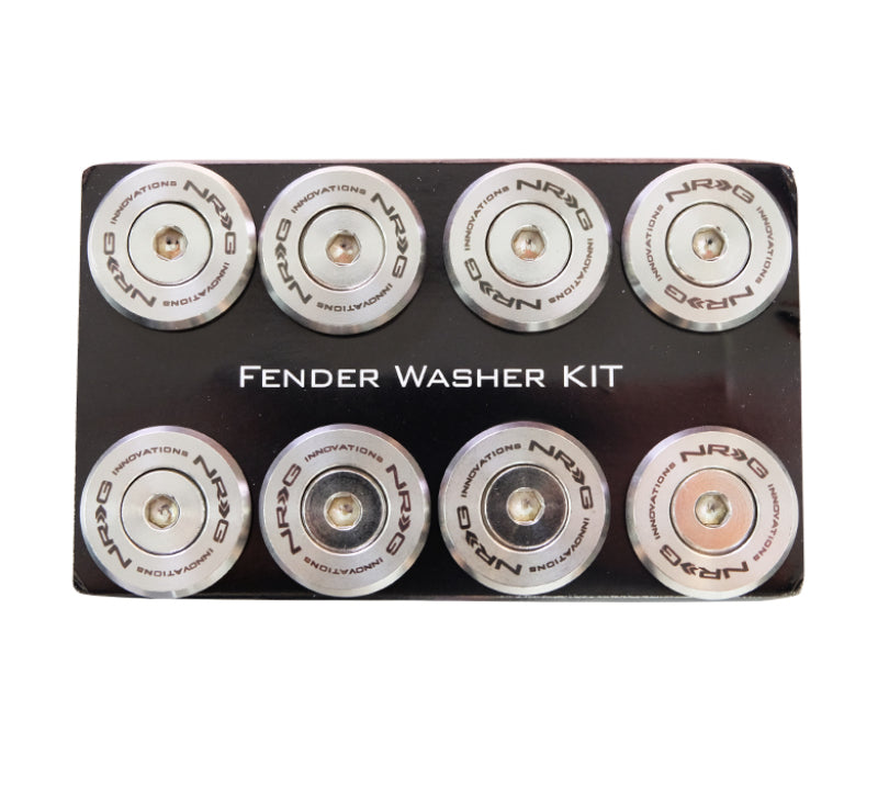 NRG M Style Fender Washer Kit TI Series M6 Bolts For Metal (Silver Washer/Silver Screw) - Set of 10 - FW-380SS