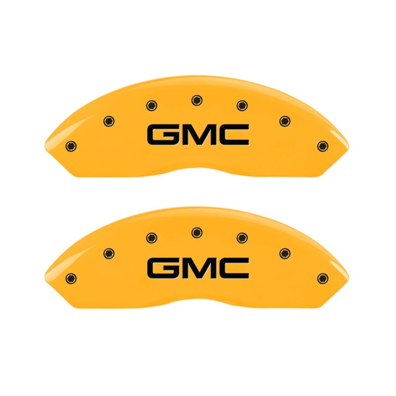 MGP 2 Caliper Covers Engraved Front GMC Yellow Finish Black Characters 1997 GMC Yukon MGP