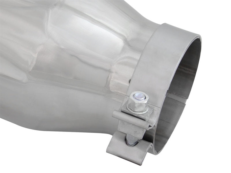 aFe MACH Force-XP 304 SS Right Side Single Wall Polished Exhaust Tip 4in Inlet x 6in Outlet x 12in L aFe