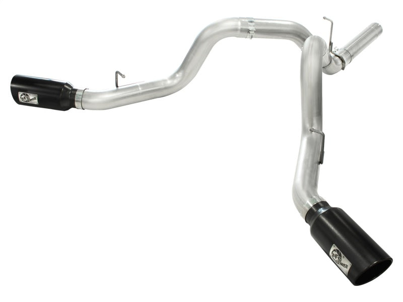 aFe MACHForce XP Exhaust Aluminized Dual Split DPF Back 11-15 GM Diesel Truck V8-6.6L (td) (BLK tip) - eliteracefab.com