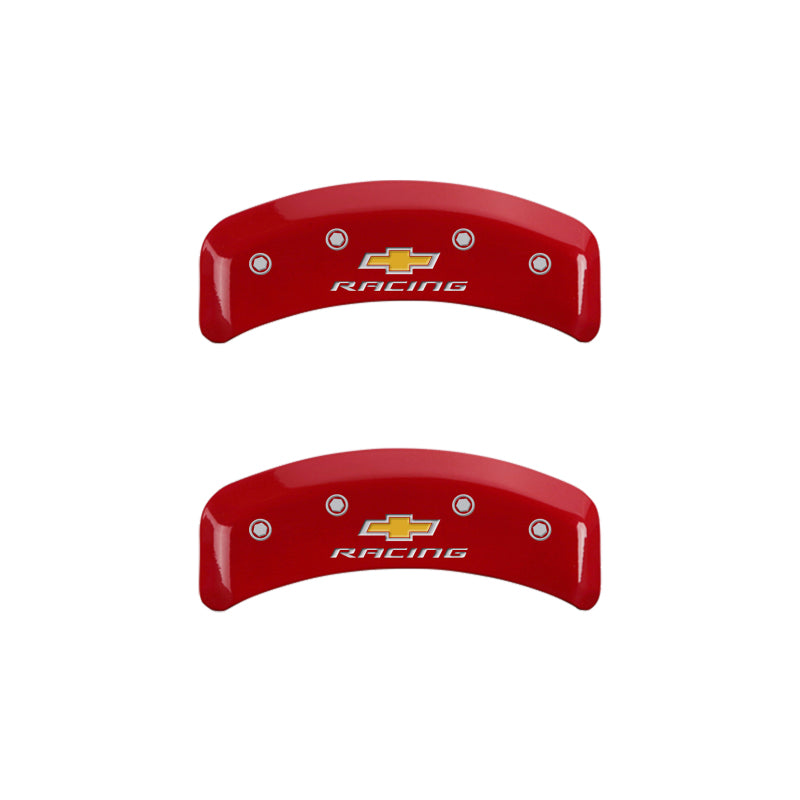 MGP 4 Caliper Covers Engraved F & R Chevy Racing Red Finish Silver Char 1988 Chevrolet Corvette MGP