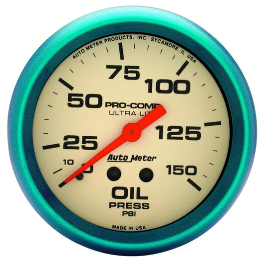 Autometer Ultra-Nite 66.7mm 0-150 PSI Mechanical Oil Pressure Gauge 4523