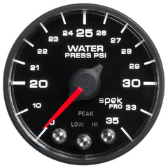 Autometer Spek-Pro - Nascar 2-1/16in Water Press 0- 35 psi Bfb Sp
