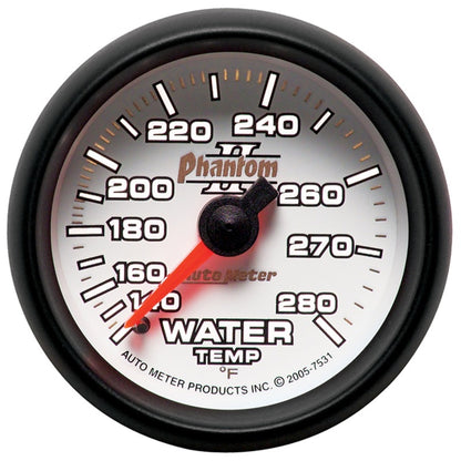 Autometer Phantom II 52.4mm Mechanical 140-280 Deg F Water Temperature Gauge 7531
