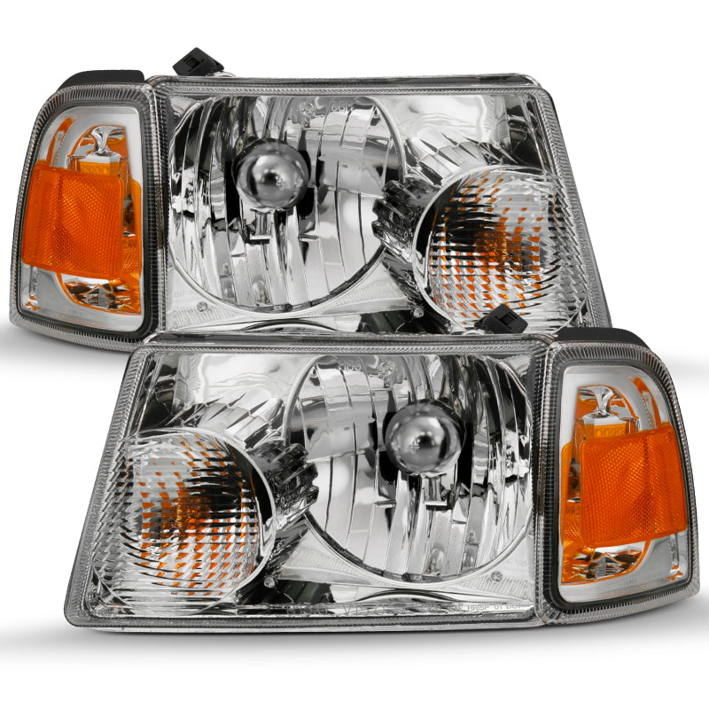 ANZO 2001-2011 Ford Ranger Crystal Headlight Chrome w/Corner Lights (OE Replacement) - eliteracefab.com