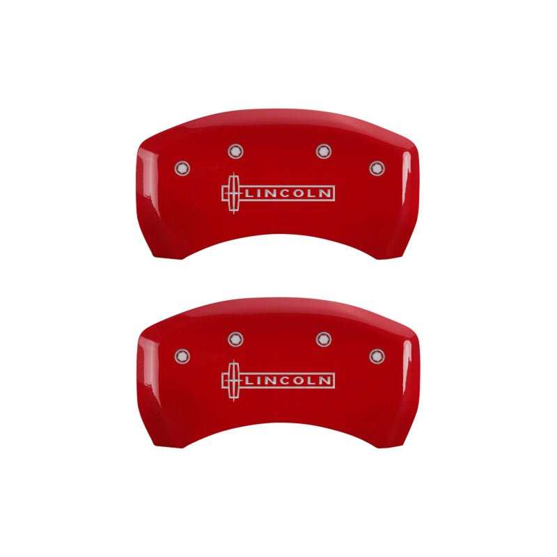 MGP 4 Caliper Covers Engraved Front & Rear Lincoln Red finish silver ch MGP
