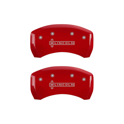 MGP 4 Caliper Covers Engraved Front & Rear Lincoln Red finish silver ch MGP