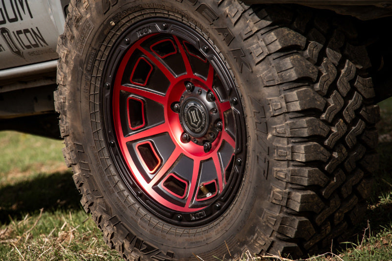 ICON Alloys Victory 17x8.5 6x5.5 0mm 4.75" Backspacing Satin Black with Red Accent Wheel - 3017858347SBRT