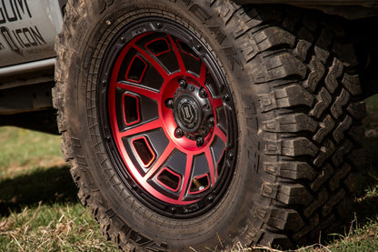 ICON Alloys Victory 17x8.5 6x5.5 0mm 4.75" Backspacing Satin Black with Red Accent Wheel - 3017858347SBRT