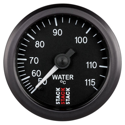 Autometer Stack Instruments 52mm 50-115 Celsius 3/8 BSPT (M) Mechanical Water Temp Gauge - Black ST3107