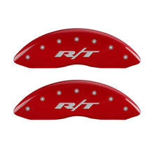 Load image into Gallery viewer, MGP 4 Caliper Covers Engraved Front &amp; Rear RT1-Truck Red finish silver ch MGP