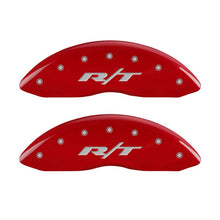 Load image into Gallery viewer, MGP 4 Caliper Covers Engraved Front &amp; Rear RT1-Truck Red finish silver ch - eliteracefab.com