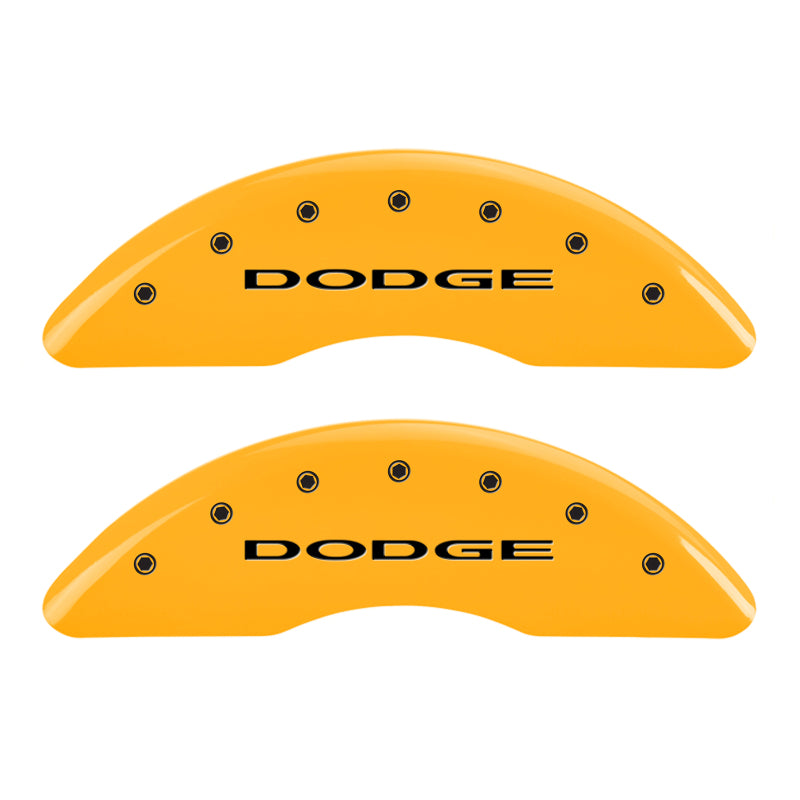 MGP 4 Caliper Covers Engraved Front & Rear Dodge Yellow Finish Black Char 2010 Dodge Ram 3500 MGP