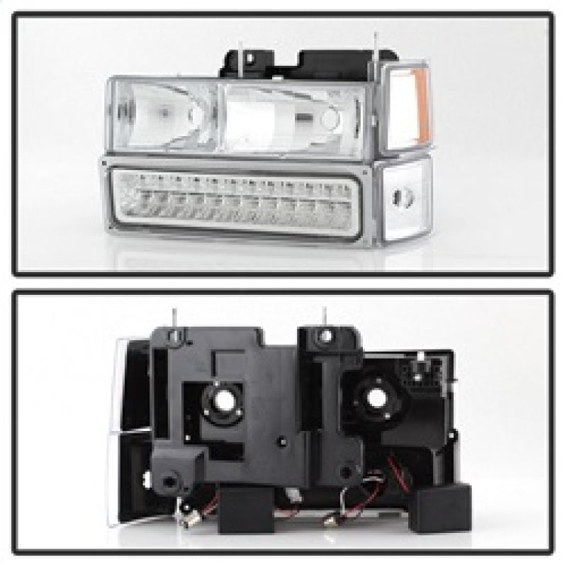 Xtune 92-94 Blazer Full Size Corner/LED Bumper Headlights Chrome HD-JH-CCK88-LED-AM-C-SET - eliteracefab.com