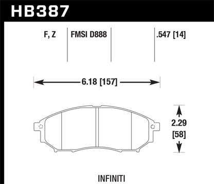 Hawk 06-09 350z/ 05-08 G35 w/o Brembo Performance Ceramic Street Front Brake Pads - eliteracefab.com