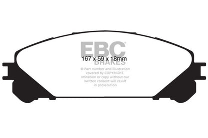 EBC 15+ Lexus NX200t 2.0 Turbo Yellowstuff Front Brake Pads - eliteracefab.com