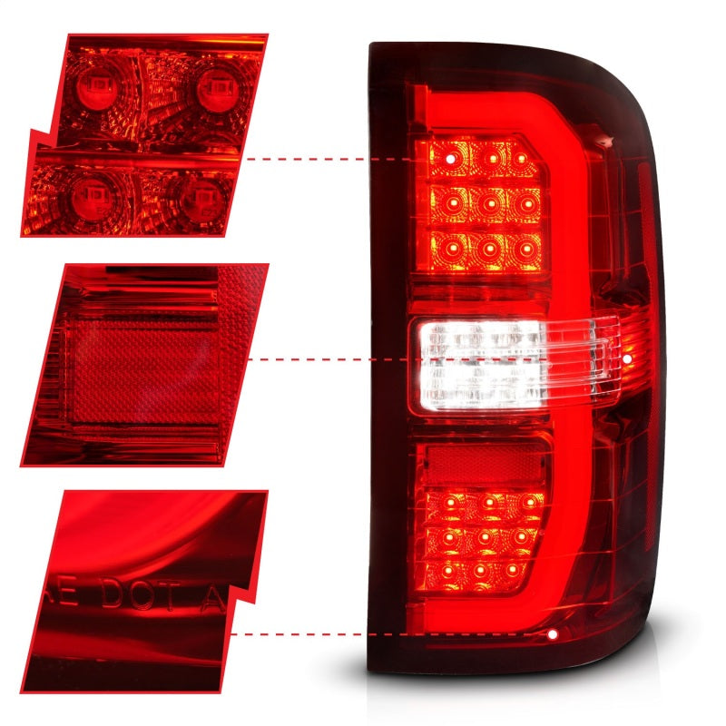 ANZO 14-18 GMC Sierra LED Taillights Red/Clear 311466