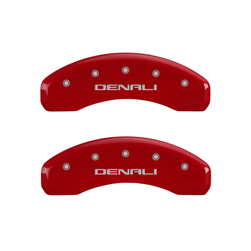 MGP 4 Caliper Covers Engraved Front & Rear Denali Red finish silver ch - eliteracefab.com