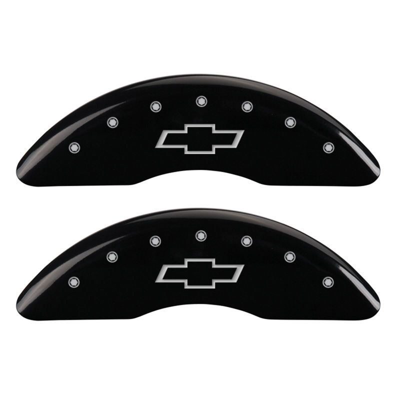 MGP 4 Caliper Covers Engraved Front & Rear Bowtie Black finish silver ch MGP