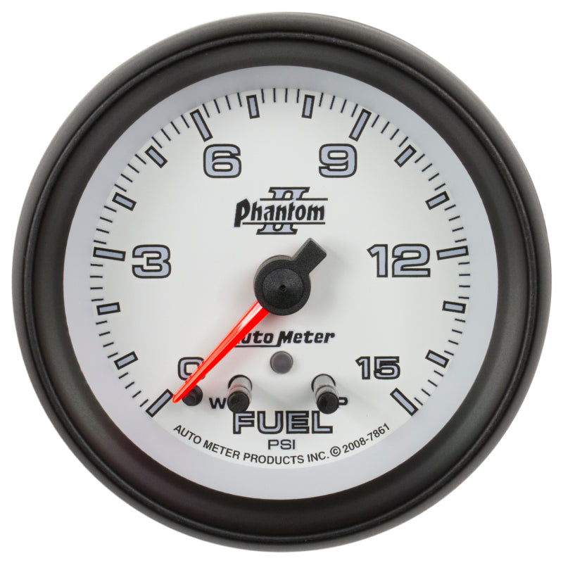 AutoMeter Gauge Fuel Press 2-5/8in. 15PSI Stepper Motor W/ Peak & Warn Phantom II 7861