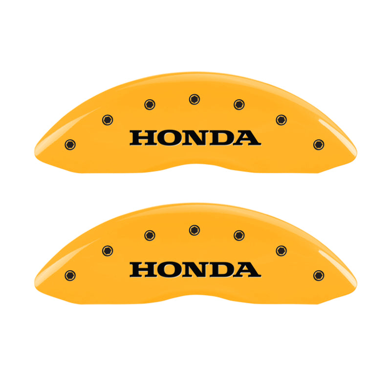 MGP 4 Caliper Covers Engraved Front & Rear Honda Yellow finish black ch MGP