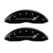 Load image into Gallery viewer, MGP 4 Caliper Covers Engraved Front &amp; Rear With stripes/Durango Black finish silver ch MGP