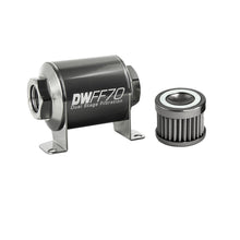 Load image into Gallery viewer, DeatschWerks Stainless Steel 8AN 40 Micron Universal Inline Fuel Filter Housing Kit (70mm)