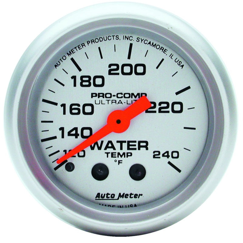 Autometer Ultra-Lite 52mm 120-240 Deg F Mechanical Water Temp Gauge.