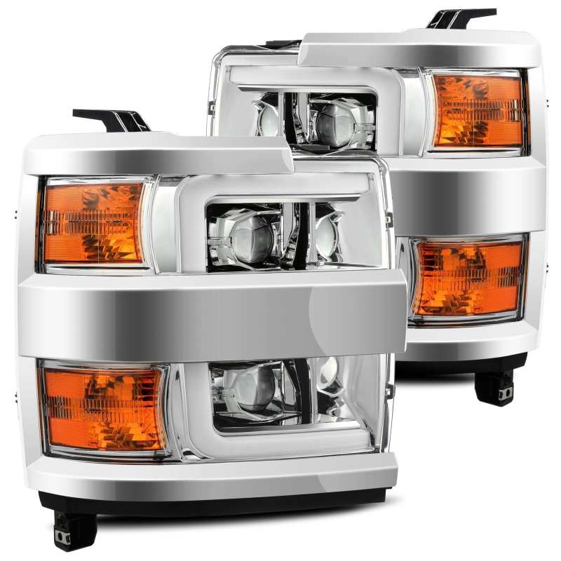 AlphaRex 880225 15-19 Chevy Silverado 2500HD PRO-Series Headlight Plank Chrome w/Activ Light/Seq Signal/DRL